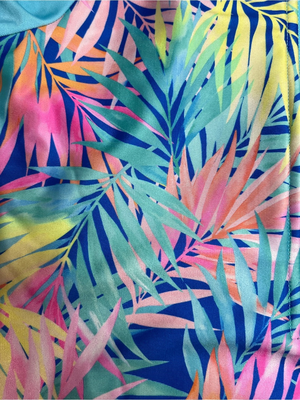 Cat & Jack Tropical Palm Print One Piece Rash Guard Swimsuit Blue Girls L 10/12 - Picture 6 of 8